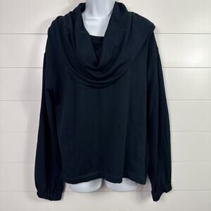 Daily Practice Anthropologie Slouchy Cowl Neck Pullover Shirt Navy Blue sz L